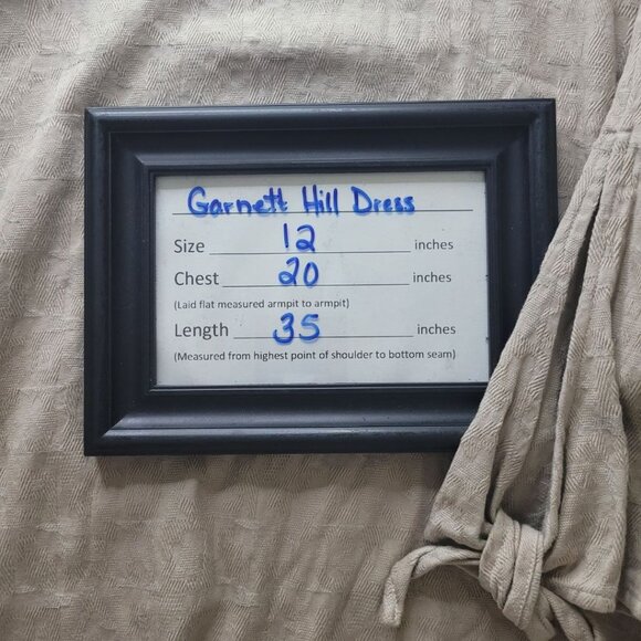 Garnett‎ Hill Dress Tan Midi Womens Size 12 Embossed Tie Sleeves - Picture 8 of 11